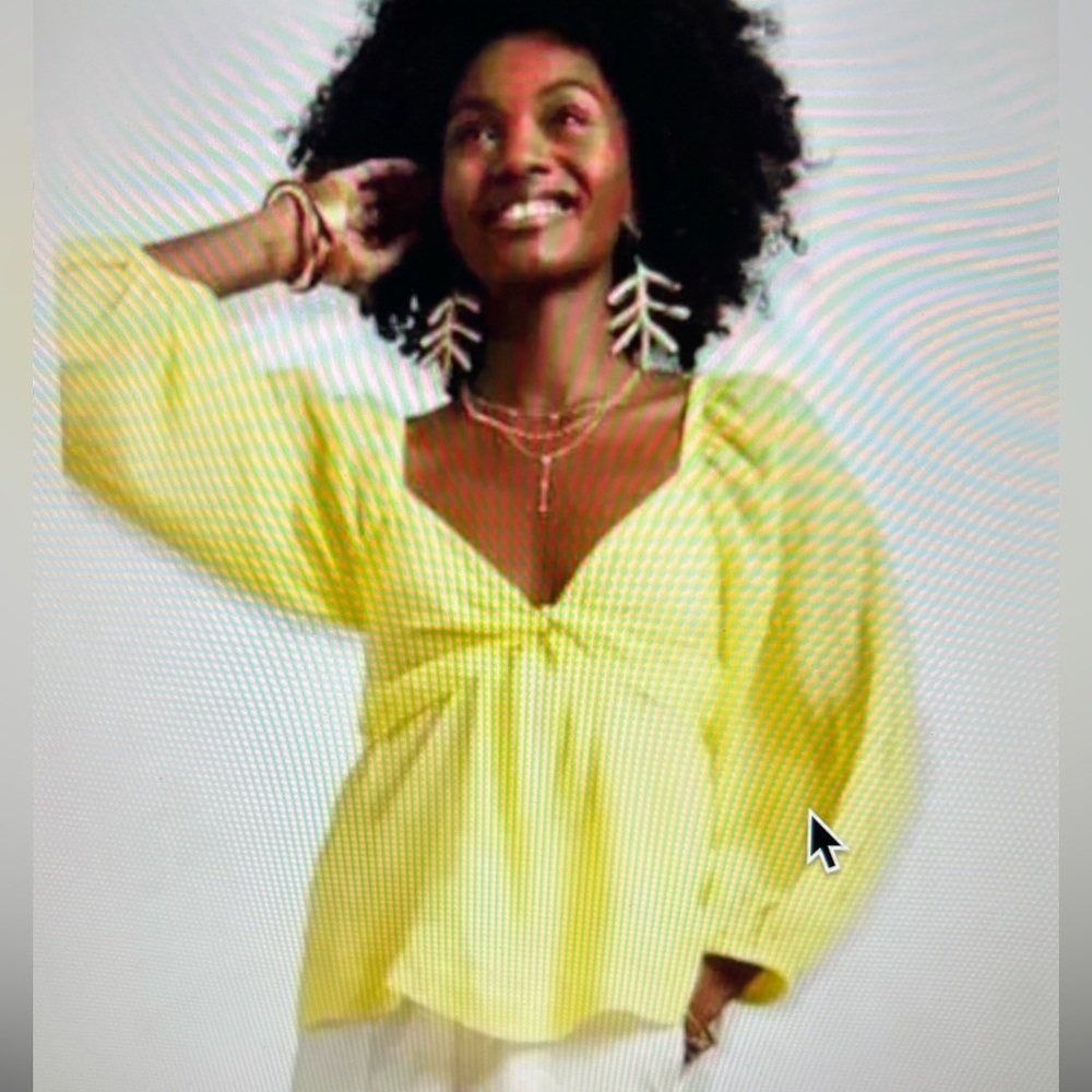BANANA REPUBLIC BRIGHT YELLOW RAMIE TWIST FRONT BLOUSE Medium